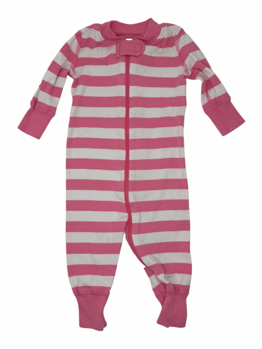 Hanna Andersson Baby Sleeper 0-3M Pink White Striped Organic Cotton Zippy